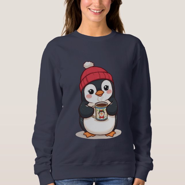 Moletom Cute Penguin with Hot Cocoa  (Frente)