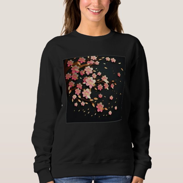 Moletom Cute Pink Cherry Blossom Illustration Flowers Mini (Frente)