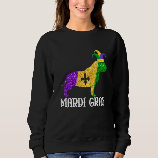Moletom Cute Pitbull Dog Lover Mardi Gras Party Jester Mas (Frente)