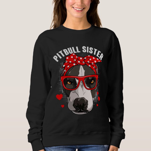Moletom Cute Pitbull Sister Dog  Family Matching Mothers D (Frente)