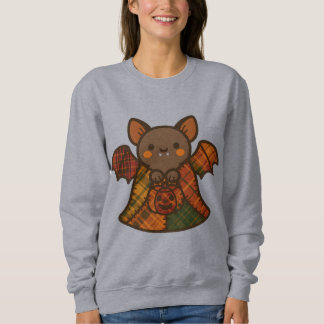 Moletom Cute Plaid Patchwork Bat Sweatshirt | Cozy Fall