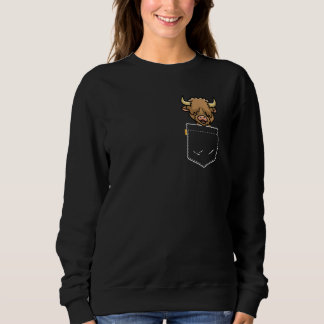 Moletom Cute Pocket Scottish Highland Cow Farm Girl Countr