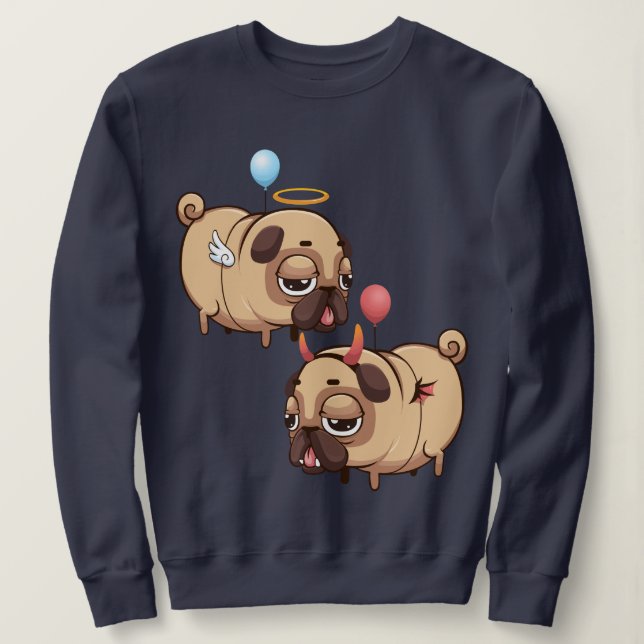 Moletom Cute Pug Angel/Devil Sweet (Frente do Design)