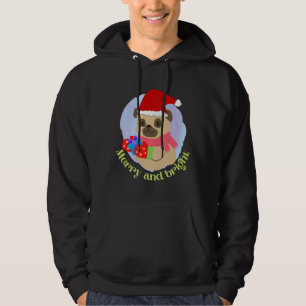 Moletom Cute Pug Puppy no Natal O Chapéu ganhou presente d