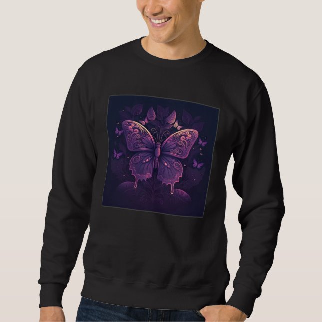 Moletom Cute Purple Butterfly Illustration Retro Minimal W (Frente)
