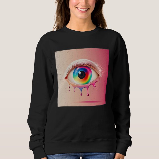 Moletom Cute Rainbow Eye Illustration Colorful Tears Uniqu (Frente)