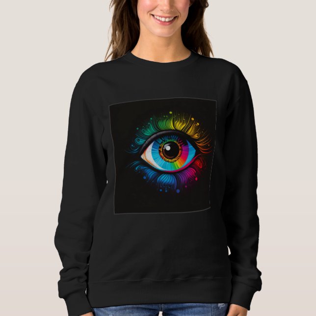 Moletom Cute Rainbow Eye Illustration Colorful Tears Uniqu (Frente)