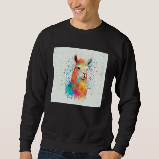Moletom Cute Rainbow Llama Paint Splatter Illustration Col (Frente)