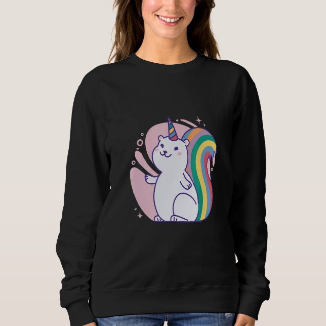 Moletom Cute rainbow unicorn squirrel (Frente)