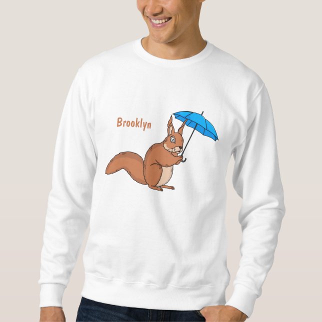 Moletom Cute red squirrel with umbrella cartoon  (Frente)