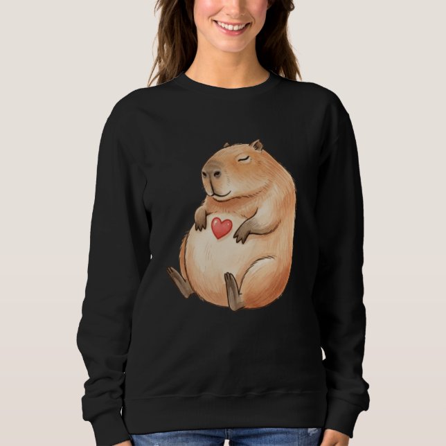 Moletom Cute Relaxed Capybara Valetntines Day Kawaii Heart (Frente)