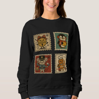 Moletom Cute Retro Christmas Stamp Collage Women’s