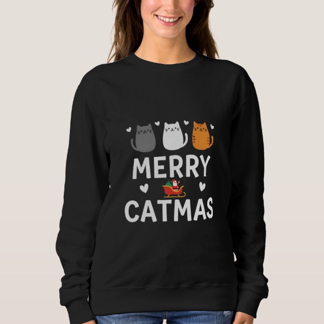 Moletom Cute Santa Cats Merry Catmas Festive Kitty Christm (Frente)