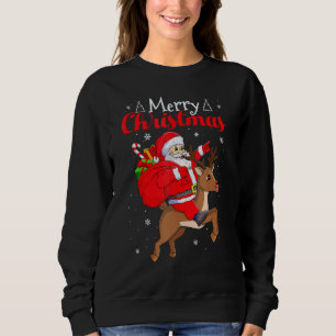 Moletom Cute Santa Claus Riding Reindeer Xmas Kids Boys G