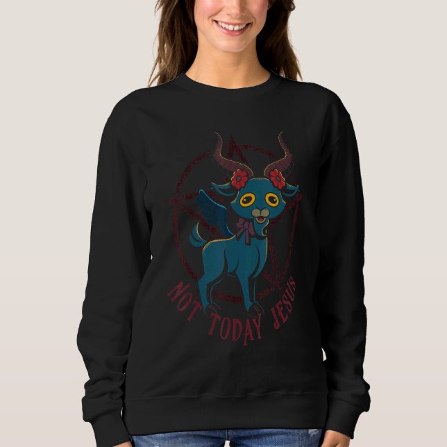 Moletom Cute Satanic Goat Not Today Jesus Esoteric Baphome (Frente)