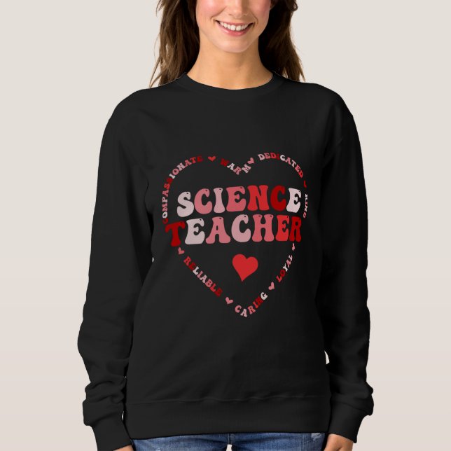 Moletom Cute Science Teacher Crew Valentines Day Heart (Frente)