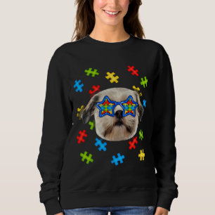 Moletom Cute Shih Tzu Autism Quebra-cabeça Óculos de sol C