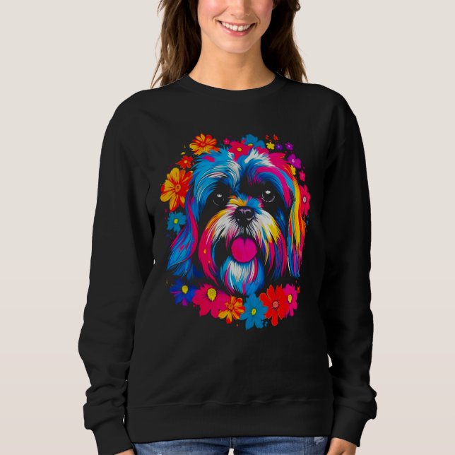 Moletom Cute Shih Tzu Dog Flowers (Frente)