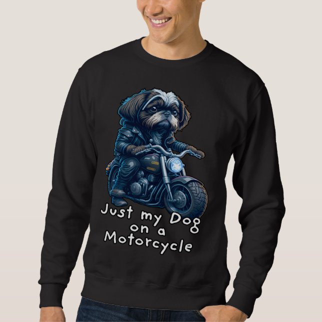 Moletom Cute Shih Tzu ride on a motorcycle  Christmas (Frente)