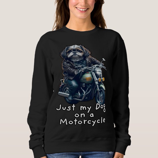 Moletom Cute Shih Tzu ride on a motorcycle  Christmas  1 (Frente)