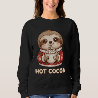 Moletom Cute Sloth Drinking Hot Cocoa Christmas Sweater