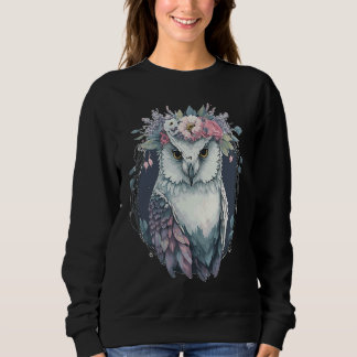 Moletom Cute Snow Owl Bird Flower Crown Floral Birds