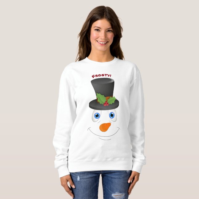 Moletom Cute Snowman Vestindo aquela mensagem personalizáv (Frente Completa)