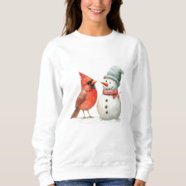 Moletom Cute Snowman with Bird Winter Christmas Scene