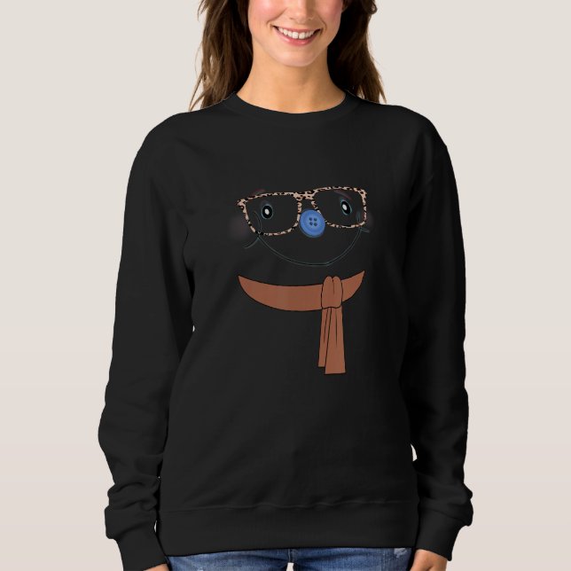 Moletom Cute Snowwoman Face Leopard Glasses Fun Winter Sno (Frente)