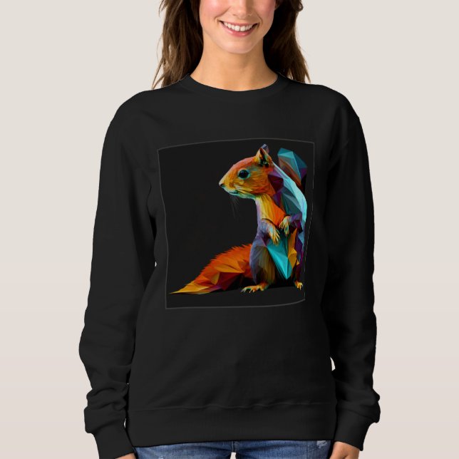 Moletom Cute Squirrel Illustration Colorful Polygonal Pop  (Frente)