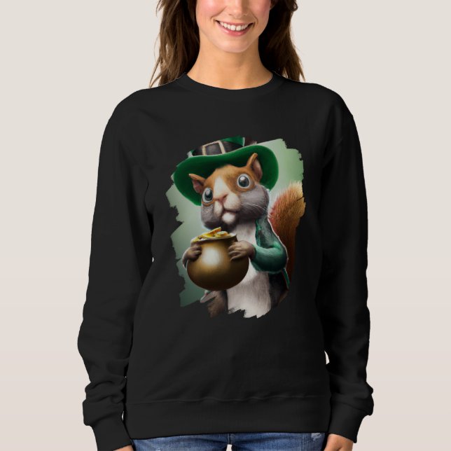 Moletom Cute Squirrel Leprechaun St Patricks Day Squirrel  (Frente)