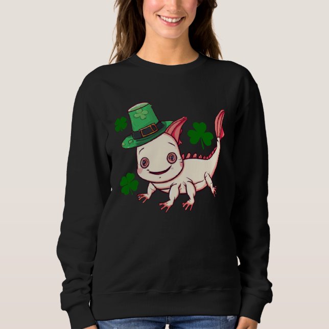 Moletom Cute St Patrick s Day baby Axolotl Lucky green c (Frente)
