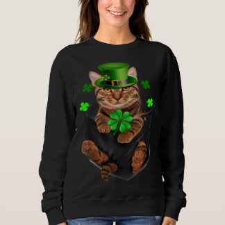 Moletom Cute Tiger Cat Leprechaun in Pocket St Patrick s D