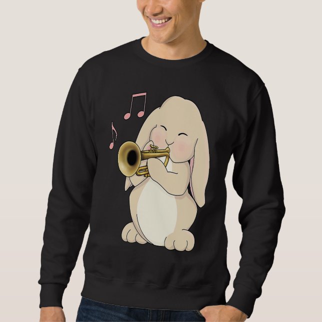 Moletom Cute Trumpet Player Bunny Rabbit Music (Frente)