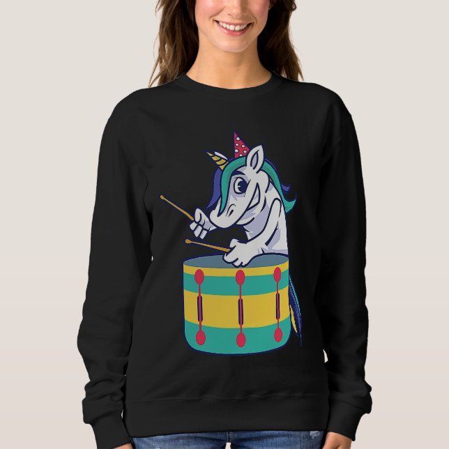 Moletom Cute Unicorn Playing Snare Percussion Snare Drumme (Frente)
