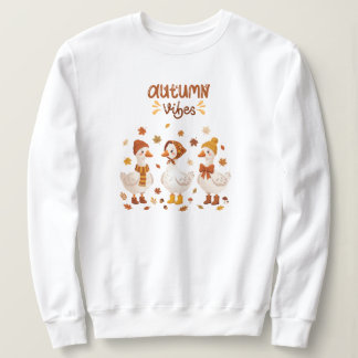 Moletom Cute Vibes de Outono Gansos | Patos e Folhas de Ou