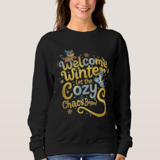 Moletom Cute Winter Cat and Dog "Welcome Winter" Cozy Chao