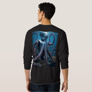 Moletom Cyber Octopus, homens negros, camisola preta