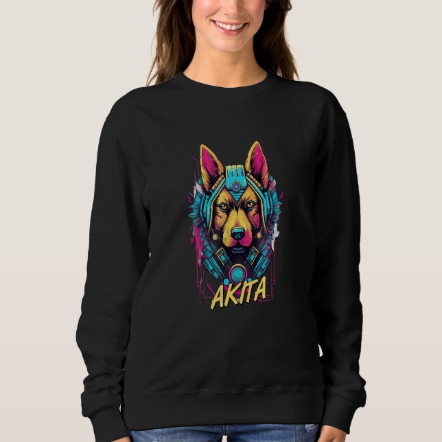 Moletom Cyberpunk Akita Futuristic Akita Dog (Frente)