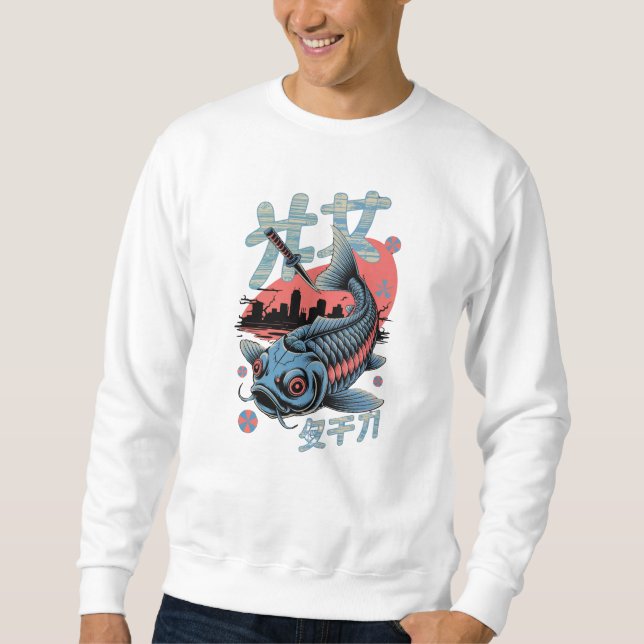Moletom Cyberpunk Koi - Peixes Japoneses Futuros (Frente)