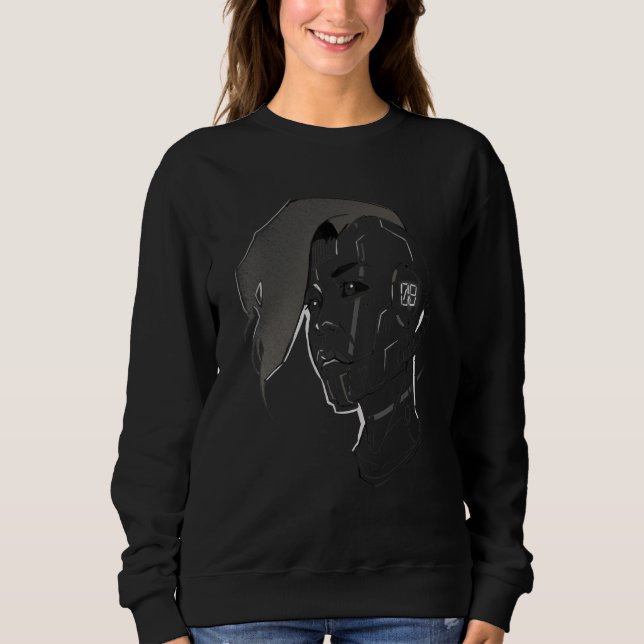 Moletom Cyberpunk Mulher Cyborg Robot Retrato Ai Sci Fi F (Frente)