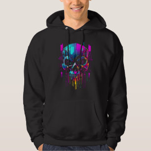 Moletom Cyberpunk Skull Shirt Retro Futurístico Ulun