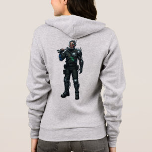Moletom Cyberpunk Soldier Graphic Cinzas Zip Techwear