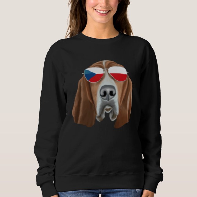 Moletom Czech Flag Basset Hound Dog Czech Republic Pocket (Frente)