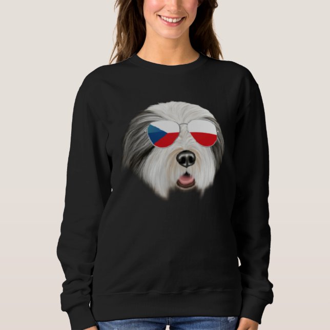 Moletom Czech Flag Bearded Collie Dog Czech Republic Pocke (Frente)