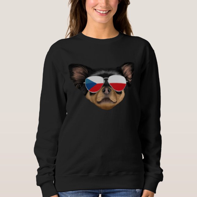 Moletom Czech Flag Black Chihuahua Dog Czech Republic Pock (Frente)
