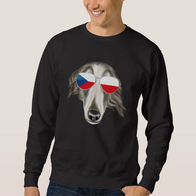 Moletom Czech Flag Borzoi Dog Czech Republic Pocket (Frente)