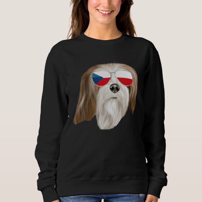 Moletom Czech Flag Lhasa Apsos Dog Czech Republic Pocket (Frente)