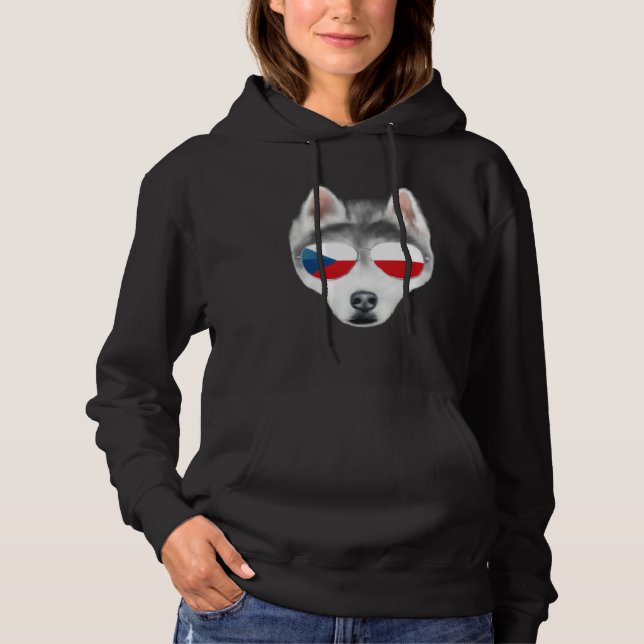 Moletom Czech Flag Siberian Husky Dog Czech Republic Pocke (Frente)