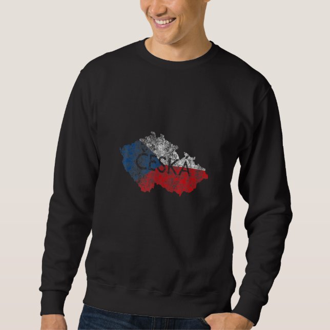 Moletom Czech Republic Map and Flag Souvenir  Distressed C (Frente)